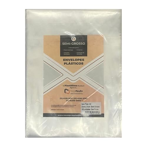 Kit 100 Envelope Saco Plástico A4 230x310 Sem Furos 0,12mm