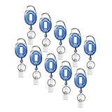 Karteo Ausweishalter Jojo ausziehbar blau [10 Stück] Ausweis Jojo mit Karabinerhaken und Gürtelclip und Vinylschlaufe als Ausweishalter für Kartenhüllen Ausweishüllen