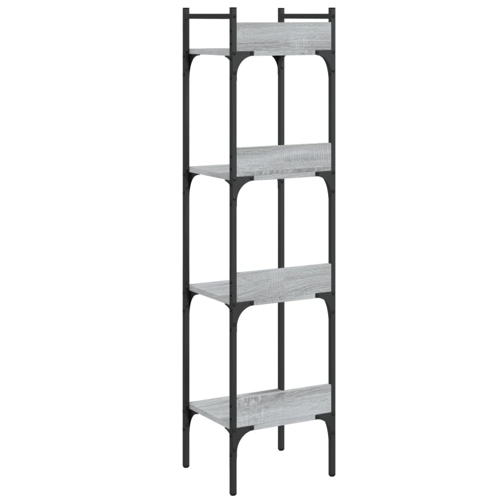Libreria a 4 Ripiani Grigio Sonoma 35x30x138,5 cm | Scaffale verticale salvaspazio con 4 ripiani a giorno per soggiorno e studio. Struttura stabile in legno e acciaio.