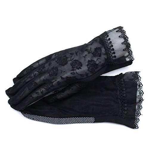 URSFUR Gants Conduite Dentelle Femme Gants Tactile Antisolaire UV Moto Cyclisme noir