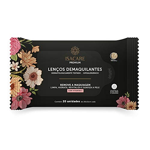 Lenços Demaquilantes Premium, Isacare, 20 Unidades 1 Lenços Demaquilantes Premium, Isacare, 20 Unidades