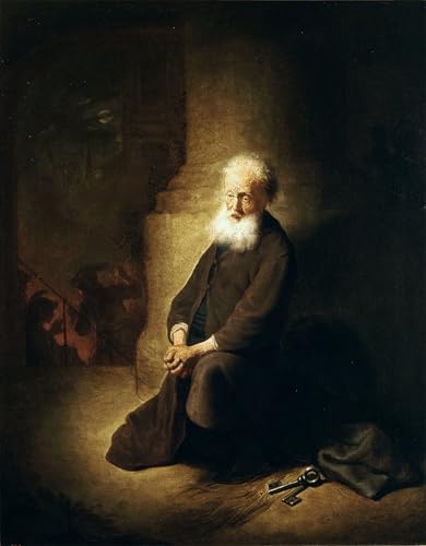 Toile Saint Pierre de Rembrandt Van Rijn, art décoratif mural premium de 60x90cm
