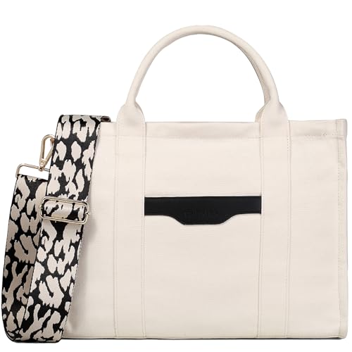 ENUSIAS Tote Bag for Women Canvas Zip Top Handle Women's Handbag Multi Pockets Travel Crossbody Shoulder Bag