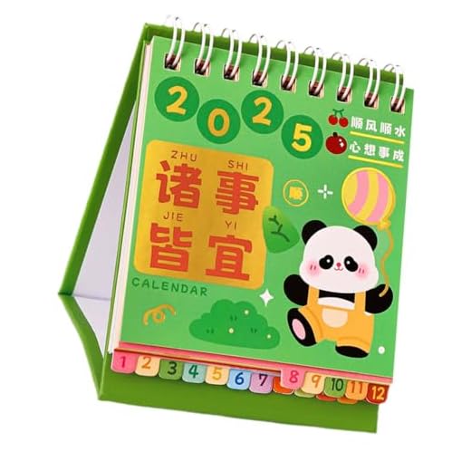 Calendario de escritorio de dibujos animados 2024-2025 que va desde agosto de 2024 a diciembre de 2025, calendario de escritorio de pie con encuadernación de doble bobina