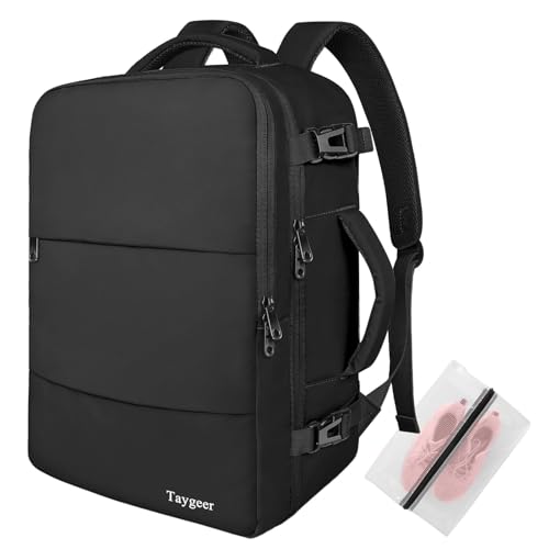 Taygeer EasyJet Handgepäck 45x36x20, Handgepäck Rucksack Flugzeug Herren, 15,6 Zoll Laptop Rucksack Reiserucksack Leichtgewicht Cabin Bag für Business, Arbeit, Reisen, Damen Teenager, Schwarz