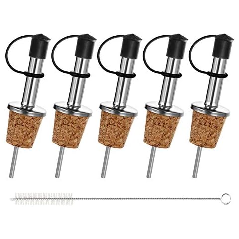 Incutex 5X Flaschenausgiesser Kork mit Verschluss Ausgießer Flasche Ölausgießer Spirituosen Wein Öl Likör Essig Cover