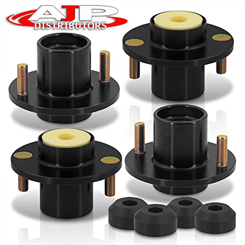 AJP Distributors Suspension Coilover Shocks 4Piece T6061 Billet Aluminum Strut Tower Extended Top Hats Mount Bushings Bump Stop Set Kit Black Compatible Replacement For Honda Civic CRX Del Sol Integra