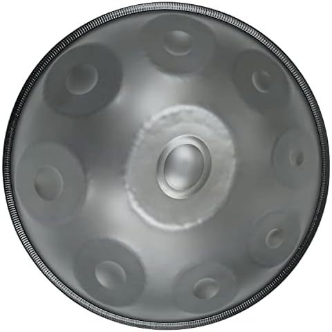 GLADFRESIT 432 Hz Handpan Steel Drum 9 Notes 22 Inch "Grey Performer" in D Minor with Handpan Stand, Handpan Case, Durable Mallets and Dust-Free Cloth (432 Hz) Cover