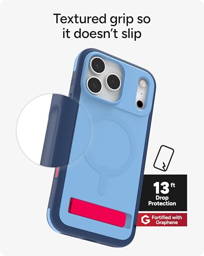 Image of ZAGG Sedona Snap Case with Kickstand for iPhone 17 Pro Max - Blue Royal Ember, Drop Protection (13ft /4m), Multi-Layer Protection, with Camera Button, MagSafe Phone Case with Impact-Absorbing Bumpers