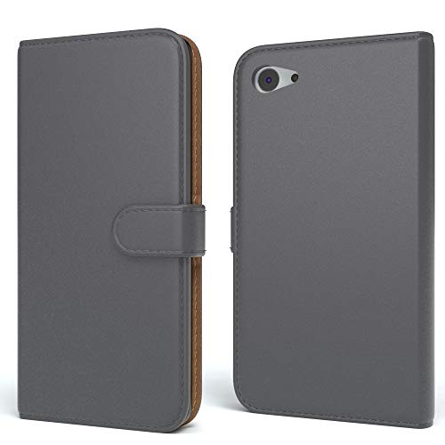EAZY CASE Tasche für Sony Xperia Z5 Compact Schutzhülle mit Standfunktion Klapphülle im Bookstyle, Handytasche Handyhülle Flip Cover mit Magnetverschluss & Kartenfach, Kunstleder, Anthrazit