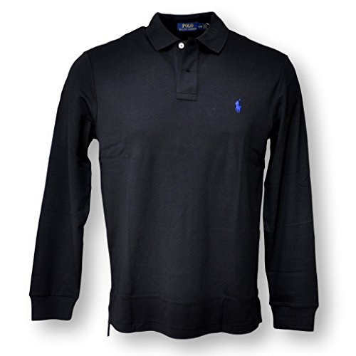Polo Ralph Lauren Mens Interlock MED-FIT LS Polo Shirt-Black/navy pony-L