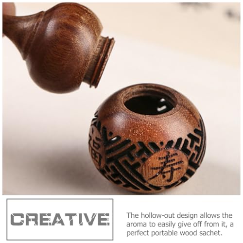 Recipiente de aroma tallado en madera con cuentas aromáticas miniatura 6