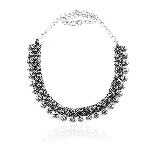 Image of HANIYA Jewellery Set for Women Oxidised Silver Tradtional Necklace Jewellery Set with Earrings