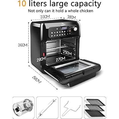Heißluftfritteuse,10L Air fryer Fritteuse,Uten XXL Heißluft-ofen,12 in 1 Heissluftfritteuse mit digitalen LED-Display, 6 Zubehör & Rezeptbuch, Edelstahl,1500W – Bild 7