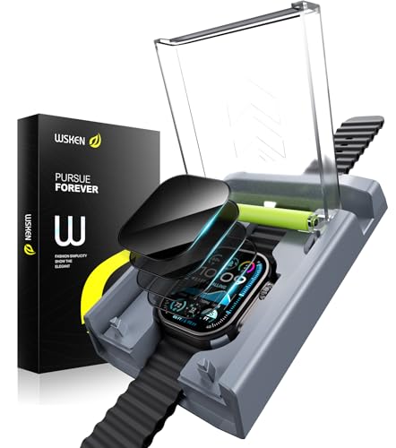 WSKEN 4 Pack Privacy Screen Protector for Apple Watch Ultra 3/Ultra 2/Ultra 49mm - [24° Anti-Spy][Zero Bubble] Top Durable 9H+ Tempered Glass with Auto-alignment Box for iwatch,Easy Install