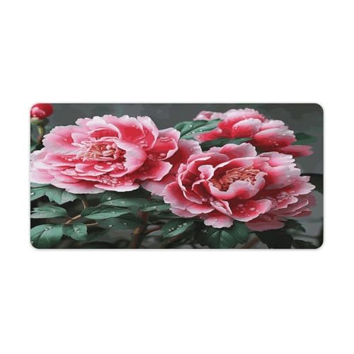 Beautiful Peony Flower Desk Mat Non-Slip Large Mouse Pad