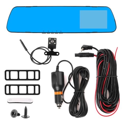 Radar Recul Voiture et Rétroviseur Dashcam Connecté à Double Objectif Caméra de Bord