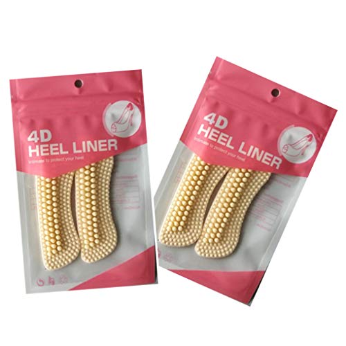 Lorjoyx4 pairs 4D Silicone Invisible Heel slip protect mat silicone Pad Shoe Anti Slip Cushion Heel Protector Thicken Foot Pain Relief PadsBeige