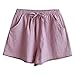Dressy Shorts for Women Linen Plus Size Elastic Waisted Knee Length Wide Leg Pant Beach Vacation Pants with Pockets Summer Casual Lounge Fashion Drawstring High Rise Summer Shorts for Women