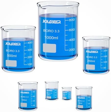 JOLABEAR Glass Beaker Set, 7 Sizes 10-1000 mL