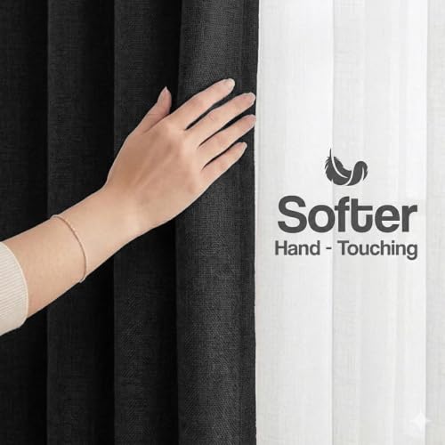Image of FRESH FROM LOOM Jute 5 ft Curtain for Windows | Premium Curtains for Slider Track | Non-Ring Curtains | S-Wave Pleat | Parda | Light Block Parde | Breathable Fabric (Size - 5ft, Black, 2pc)