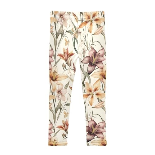 Girls' Leggings Vintage Lilies Flower Kids Yoga Tights Pants 1 Pack 208610152
