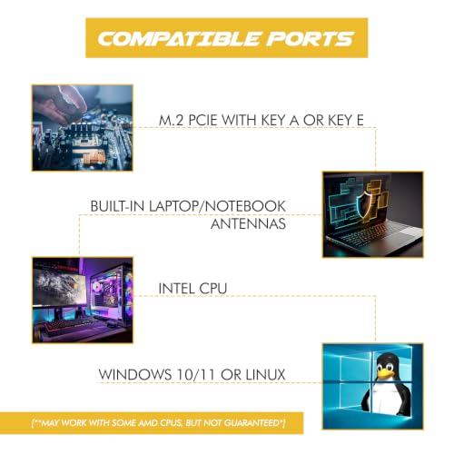 Image of Legacy M.2 WiFi 5 Card for Intel 9260NGW with Bluetooth 5.1 Up to 1.73Gbps | For Key A or Key E wireless slots | 802.11ac Wi-Fi 5 Card with MU-MIMO | Compatible with Intel AMD Windows Linux | No vPro