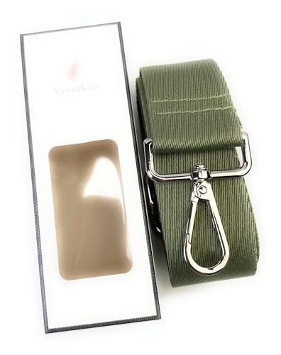 Image of Sage Green Purse Strap with Silver Hardware 1-1 /2 Inch Wide Solid Color Replacement Crossbody Guitar Style Shoulder Strap for Handbags Totes