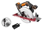 Velocidad sin carga: 4900 rpm WORX WX530 WX530-Sierra Circular Exactrack 20V 2Ah, Negro