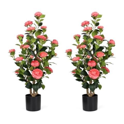 2Pack 3FT Pink Artificial Camellia Trees Cover