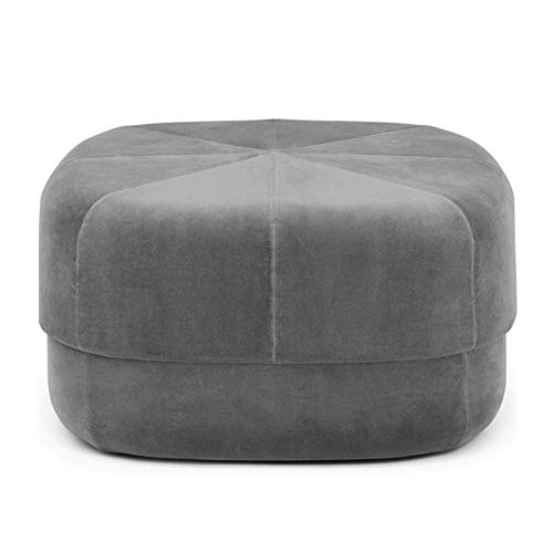 Tabouret rond ottoman en velours assise rembourrée et table basse d'appoint - 2