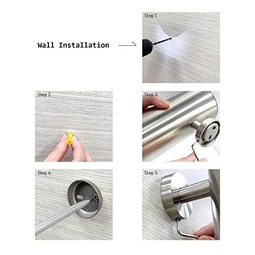 Image of SUNERA 304 Stainless Steel Toilet Brush Holder Toilet Bowl Brush, Wall Mount Bathroom Toilet Bowl Scrubber Brush with Stiff Bristles for Deep Cleaning