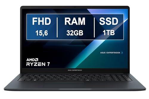 Notebook ASUS ExpertBook 15,6" AMD Ryzen 7 R7-170 14ª Gen fino a 5GHz, 32GB RAM DDR5, 1TB SSD, Win11 Pro, Tastiera Retroilluminata, QWERTY, Fingerprint
