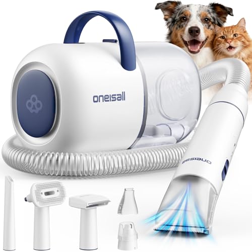 oneisall Hundeschermaschine mit Staubsauger, Super Saugkraft mit 15000 Pa Saugt 99.99% der Tierhaare, Leise Schermaschine Hund Katze...
