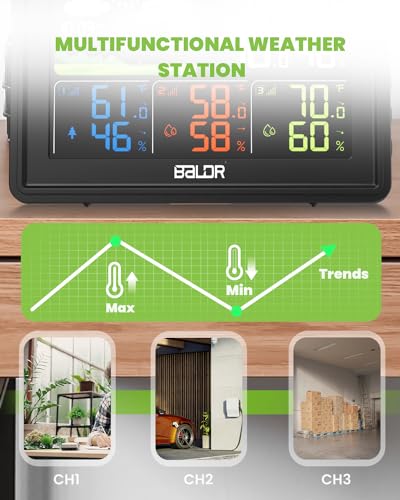 Baldr 359BL1-WT-YUB4 Wireless Color Display Weather Station With Moon Phase, Barometric Pressure thumb #4
