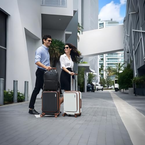 FIGESTIN-Carry-on-Luggage-22x14x9-airline-approved-20-inch-Carry-on-Luggage-with-Laptop-Compartment-Travel-Carry-on-suitcase-Lightweight-Carry-on-Luggage-with-wheelsTSA-Approved-Beige-Airline