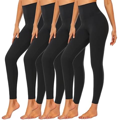 CTHH 4 Pack Leggings for Women Tummy Control-High Waisted Non See Through Black Soft Workout Yoga Pants Cover