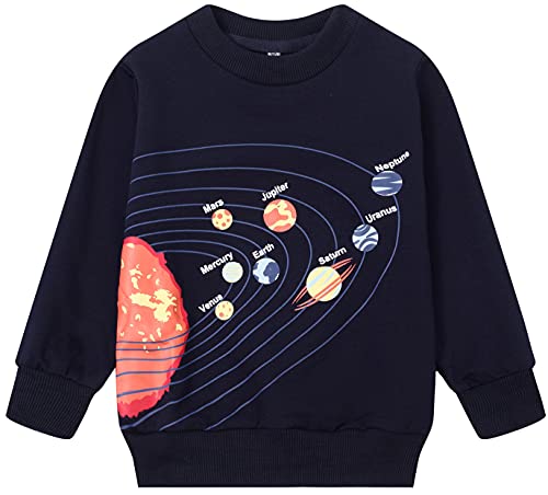 Image of Akyzic Boys Sweatshirts Cotton Long Sleeve Crewneck Pullover Toddler Kids Winter Warm Shirt Sweater Tops 3t-8t