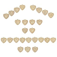 1 Box 26Pcs 18K Gold Plated Heart Alphabet Charms