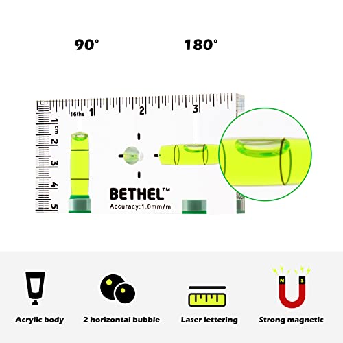 T-Type Level Shatterproof Cross Check Bubble Level Magnetic Mini Bubble Level Two Directions Spirit Level Picture Hanging Levels Mark Measuring Instruments Layout Tools (95×13×51(Mm)) #TOP4