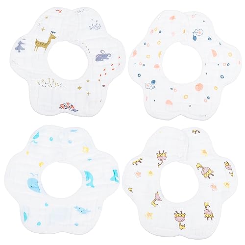 Kisangel 4 Piezas babero infantil de algodón babero para babero babero Toalla de saliva para pequeños babero de algodón recién nacido babero de saliva de bebé algodón