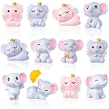 GDZRDFLH 13Pack Miniature Resin Elephants Tiny Elephant Figurine for Fairy Garden Decoration Fake Elephant Miniatures Statue Landscape Ornaments Potted Plant Cake Topper Decor