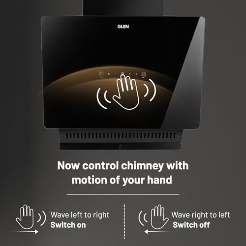 Image of Glen 60 cm 1600 m /hr BLDC Slant Kitchen Chimney |Intelligent Auto Clean |Wider Suction Area|(Hood Play 60,Touch & Gesture Control,Black)