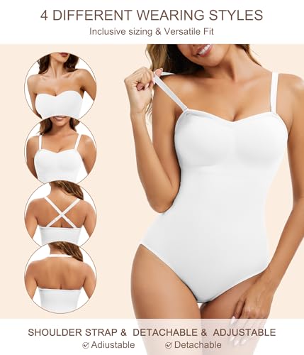 Image of Strapless Shapewear for Women,Tummy Control Bodysuit With Built In Bra,Seamless Body Shaper Tube Top Body Suit