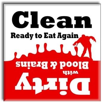 Dishwasher Magnet Clean Dirty Sign, Strong Clean and Dirty Magnet for Dishwasher Zombies Design