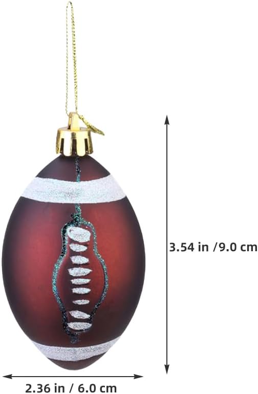 DECHOUS 12Pcs Christmas Sport Ball Ornaments: Plastic Rugby Theme Xmas Tree Hanging Decorations Football Ornament for Holiday Party Sports Theme - Image 5