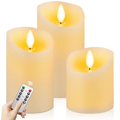 CNMTCCO Flammenlose LED-Kerzen mit Fernbedienung, 3 Stück (10/12,5/15...