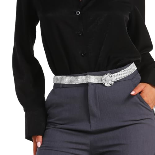 Silver Rhinestone Belts Fashion Sparkly Chain Belts for Women 6