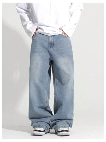 Verdusa Men's Hip Hop Baggy Jeans Vintage Wide Leg Loose Denim Pants Streetwear4