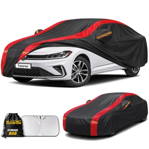 Sedan Car Cover Custom Fit VW Jetta(2005-2026), 100% Waterproof All-Weather Car Covers, Outdoor Full Exterior Cover with Winter, Sun, Rain and UV Protection with Windshield Sun Shade
